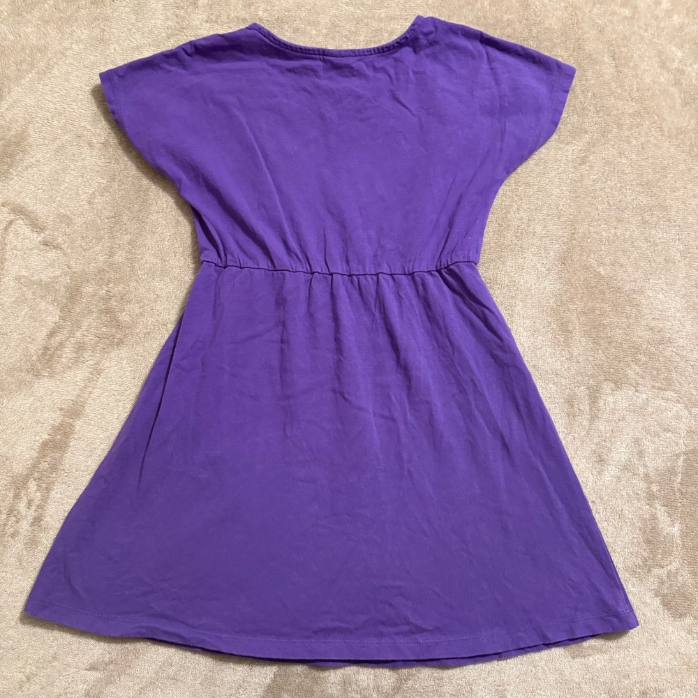 Hanna Andersson Girls Purple Cat Floral Cotton Dress Size 120 US 6-7 Sleeveless - Picture 2 of 7
